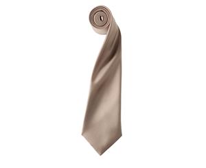 Premier Mens Plain Satin Tie (Narrow Blade) (Khaki) - RW1152