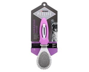 Professional Dog Bristle & Pin Brush Duo Small Remove Loose Hair Purina Petlife