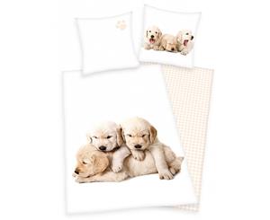 Puppies Single Cotton Duvet Cover and Pillowcase Set