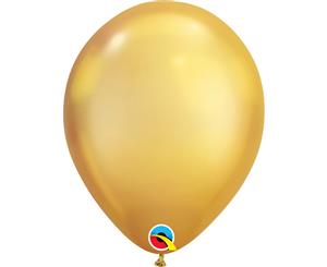 Qualatex 11 Inch Round Plain Latex Balloons (Pack Of 25) (Chrome Gold) - SG14242