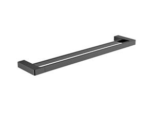 Quaz 800mm square double towel rail matt black