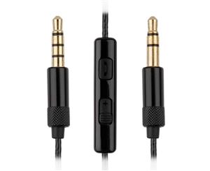 REYTID 3.5mm to 3.5mm Audio Cable w/ Mic Volume Control Universally Compatible with Various Headphones - Compatible with iPhone and Android - Graphite/Grey/Black