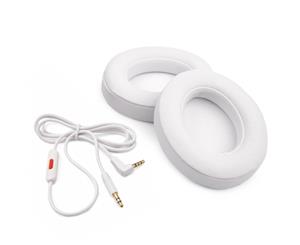 REYTID Replacement Cable and Ear Pad Kit Compatible with Beats by Dr. Dre Studio 2.0 & Studio 2.0 Wireless Headphones - White