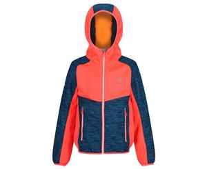 Regatta Childrens/Kids Tazer Hooded Marl Softshell Jacket (Petrol/Fiery Coral) - RG4562