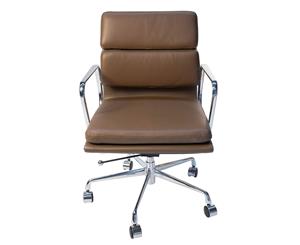 Replica Eames Low Back Soft Pad Management Desk / Office Chair - Solid Brown