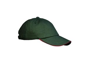 Result Unisex Low Profile Heavy Brushed Cotton Baseball Cap With Sandwich Peak (Forest/Red) - BC963