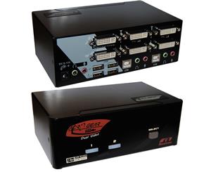 Rextron DADG122 BK REXTRON 2 Port Dual-View DVI / USB KVM Switch with Audio Black