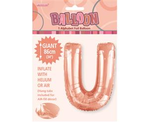 Rose Gold U Alphabet Foil Balloon 86cm