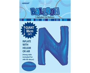 Royal Blue N Alphabet Foil Balloon 86cm