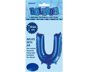 Royal Blue U Alphabet Foil Balloon 35cm