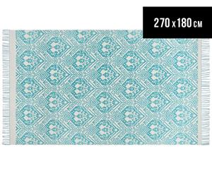 Rug Culture 270x180cm Zulu Flatweave Rug - Turquoise