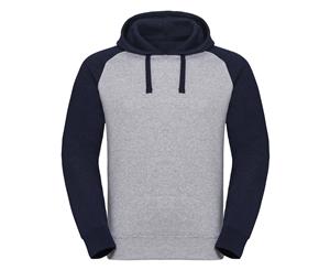 Russel Mens Authentic Hooded Baseball Sweatshirt (Light Oxford/Indigo Melange) - RW7083