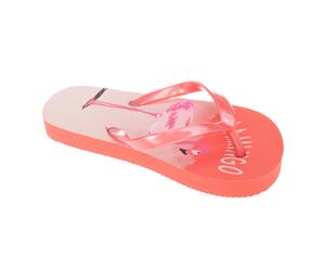 Sandrocks Childrens Girls Flamingo Flip Flops (Salmon) - FLIP341