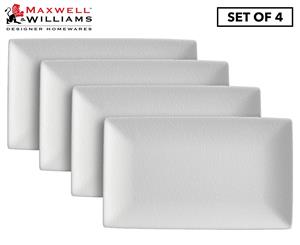 Set of 4 Maxwell & Williams Caviar Rectangle Platter 27.5x16cm White