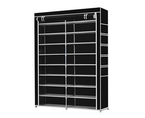 Shoe Rack Storage Organiser 2 Columns 10 Layers Non-woven Fabric Cover-Black