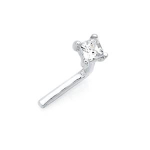 Silver CZ Square Nose Stud