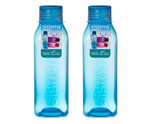 Sistema Set of 2 Square Bottles 725ml Blue