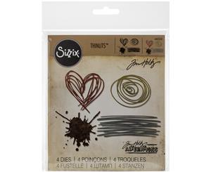 Sizzix Thinlits Dies 4/Pkg By Tim Holtz-Scribbles & Splat