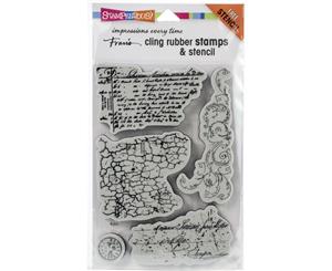 Stampendous Cling Stamps & Stencil Set - Grunge Script