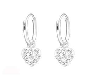 Sterling Silver Crystal Kids Hoop Heart earrings made with Swarovski Crystal