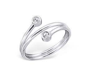 Sterling Silver Crystal Twist Midi Ring