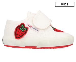 Superga Girls' 2750 Cot Patch B Strap Sneakers - White/Red/Strawberry