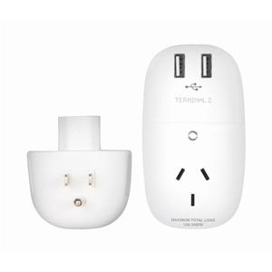 Terminal 2 Dual USB Travel Adaptor (USA)