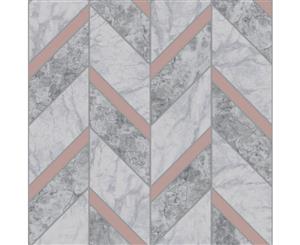 Tiling on a Roll Carrara Tile Wallpaper Charcoal / Rose Gold Holden 89342