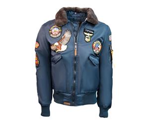 Top Gun MA-1 American Original Bomber Jacket With Patches Navy - Blue