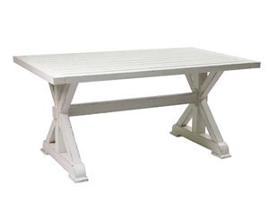 Torquay 1.6M Outdoor Aluminium Alfresco Dining Table - Antique White - Outdoor Aluminium Tables