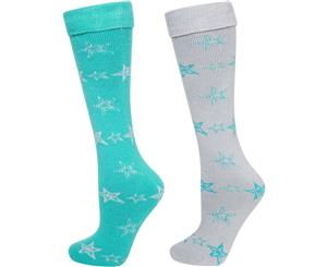 Trespass Ladies Luv Ski Tube Sock 2 Pack Snow Sport Socks - Lagoon/Grey