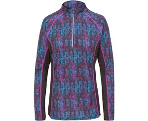 Trespass Womens/Ladies Essie Active Long Sleeve Half Zip Wicking Top - Pink Glow Print / Black