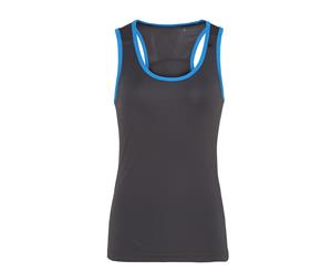 Tri Dri Womens/Ladies Panelled Fitness Sleeveless Vest (Charcoal / Sapphire) - RW4801