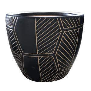 Tuscan Path 15 x 13cm Black Grace Glazed Pot