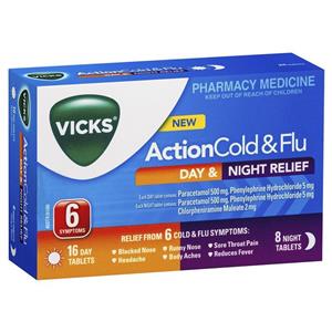 Vicks Action Cold and Flu Day and Night Relief 24 Pack