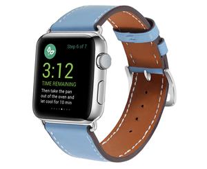 WIWU Genuine Leather Single Strap Classic Replacement Bracelet for Apple Watch 5 4 3 2 1 Wristband-Peacock blue