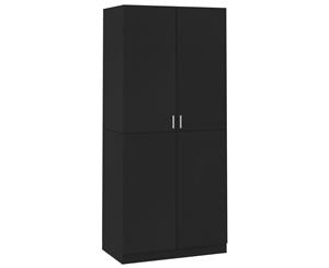 Wardrobe Black Chipboard with 2 Doors Clothing Cabinet Shelf Hanger