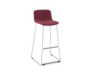 Wave Fabric Bar Stool - Sled Base Chrome - burgundy