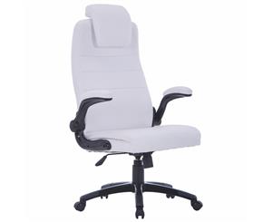 White Executive PU Leather Office Chair Computer Swivel Seat Adjustable Armchair