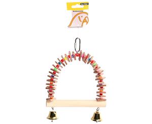 Wooden Perch with Leather & Acrylic Balls Toy for Parrots Budgies 15x23cm by Avi One