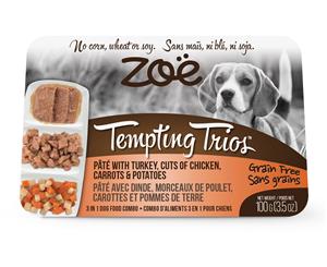 Zoe Tempting Trios Pate Chicken Carrots & Potatoes Dog Food 6x100g