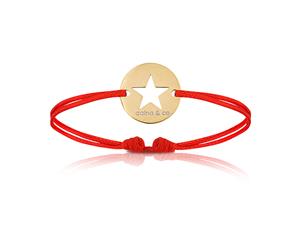 aaina & co Girls Yellow Gold Star Bracelet with Red Cord