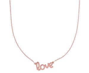 14k Gold Love Script Pendant Necklace 18" - Yellow