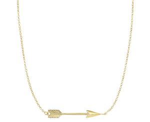 14k Gold Side Ways Arrow Necklace 17" To 18" Adjustable - White