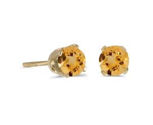 14k Yellow Gold 4 mm Round Citrine Screw-back Stud Earrings