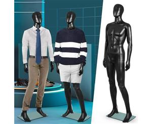 185cm Male Mannequin Full Body Head Hair Torso Clothes Display Showcase Black