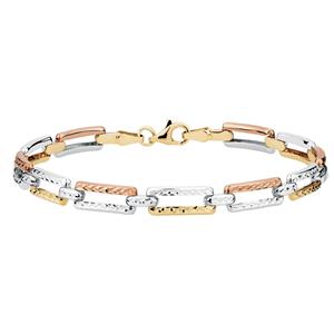 19cm (7.5") Bracelet in 10ct Yellow White & Rose Gold