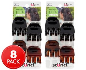 2 x 4pk Scnci No Slip Grip Claw Clips - Brown/Black