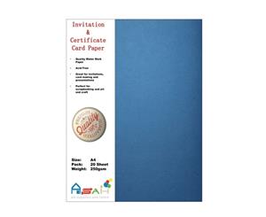20pce Watermark Certificate / Invitation Card Paper 250gsm A4 Acid Free - Blue