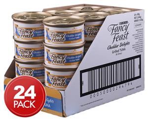 24 x Purina Fancy Feast Cheddar Delights Cat Food Grilled Tuna In Gravy 85g